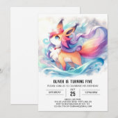 Invitation Renard peint modifiable anniversaire (Devant / Derrière)