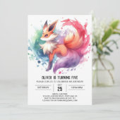 Invitation Renard personnalisé peint Anniversaire (Debout devant)