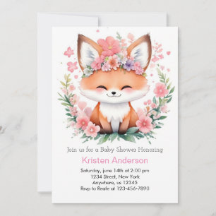 Invitation Renard rose Meadow Blissful Boho Girl Baby shower