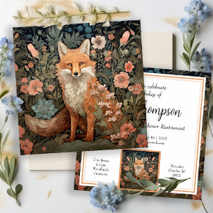 Invitation Renard rouge dans William Morris Style Flower Gard