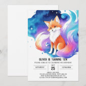 Invitation Renard rouge enchantement Anniversaire (Devant / Derrière)