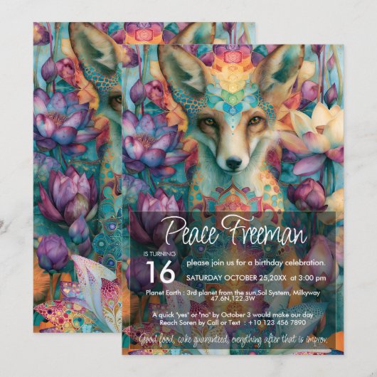 Invitation Renard roux | Conception d'amant d'animaux colorés (Devant / Derrière)