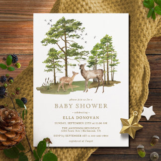 Invitation Renard rustique | Baby shower forestier neutre