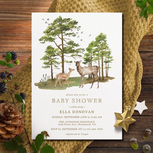 Invitation Renard rustique | Baby shower forestier neutre