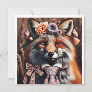 Invitation Renard sauvage portant une cravate mignon