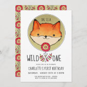 Invitation Renard sauvage premier anniversaire (Devant / Derrière)