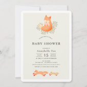 Invitation Renard sur Branche Baby shower beige (Devant)
