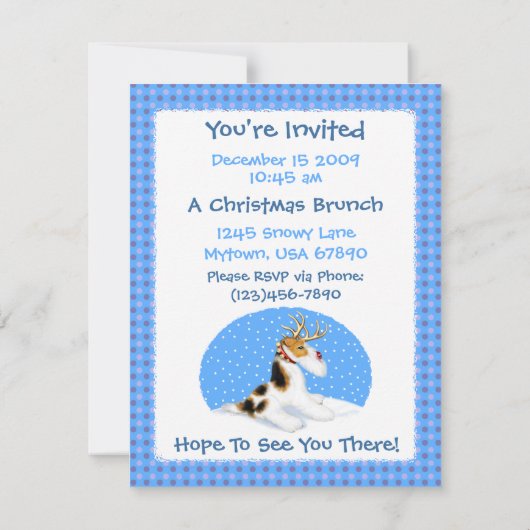 Invitation Renard Terrier Reindeer (Dos)