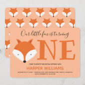 Invitation Renard Tourne un premier anniversaire (Devant / Derrière)