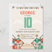 Invitation Renard tribal, Formes géométriques colorées Annive (Devant)