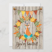 Invitation Renard tribal mignon et couronne automne Anniversa (Devant)