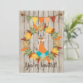 Invitation Renard tribal mignon et couronne automne Anniversa (Debout devant)