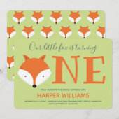 Invitation Renard Turner Un Premier Anniversaire Animal (Devant / Derrière)