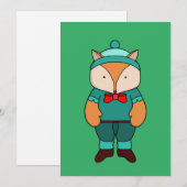 Invitation Renard vert mignon (Devant / Derrière)