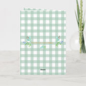 Invitation Renards mignons de la forêt Gingham vert 1er Anniv (Dos)