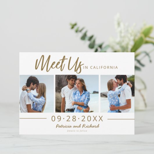 Invitation Rencontrez-Nous À Destination Enregistrer La Date  (Debout devant)