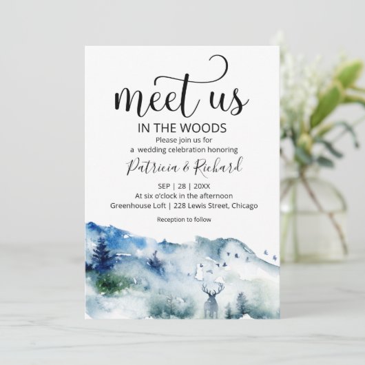 Invitation Rencontrez-Nous Dans La Forêt Boisée Mariage Extér (Debout devant)