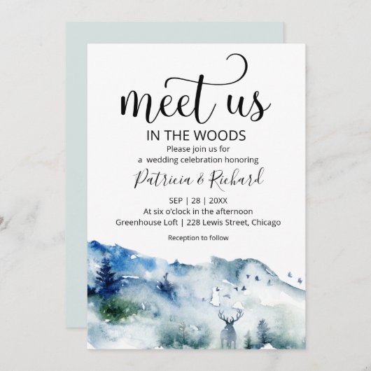 Invitation Rencontrez-Nous Dans La Forêt Boisée Mariage Extér (Devant / Derrière)