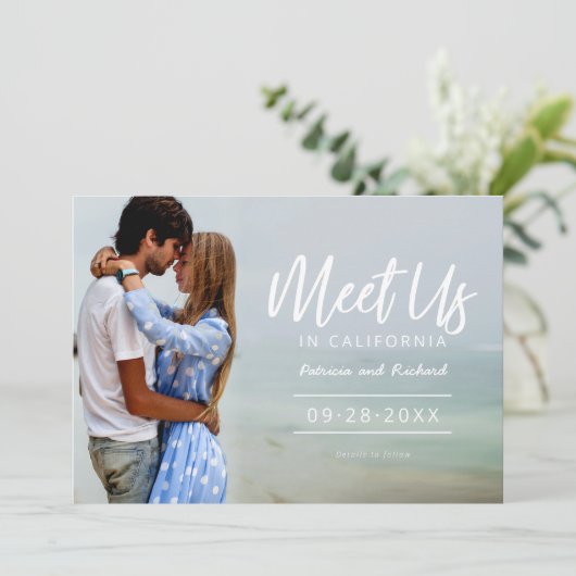 Invitation Rencontrez-Nous Dans Mariage Destination Enregistr (Debout devant)