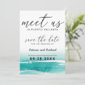 Invitation Rencontrez-Nous Dans Mariage Destination Turquoise (Debout devant)