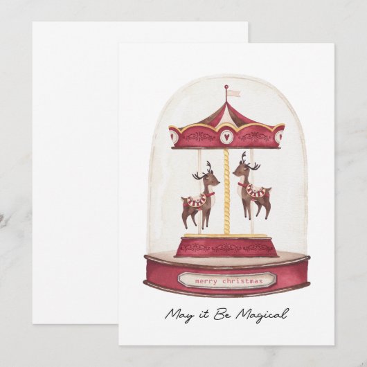Invitation Rendeers Carousel Greetings Card (Devant / Derrière)