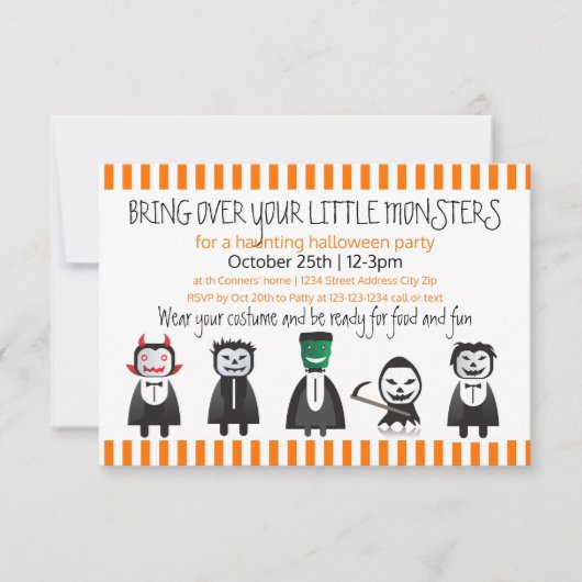Invitation Rendez-vous sur vos monstres-3x5Halloween Invitati (Devant)