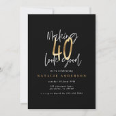Invitation rendre 40 look bon noir et or multi photo (Dos)