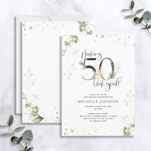 Invitation Rendre 50 apparence bon vert or botanique Annivers