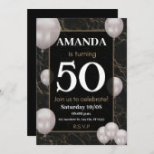 Invitation Rendre 50 belle élégante anniversaire argent (Devant / Derrière)