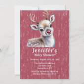 Invitation Renne blanc précieux nez rouge brillant Baby Showe (Devant)