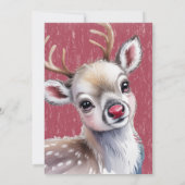 Invitation Renne blanc précieux nez rouge brillant Baby Showe (Dos)