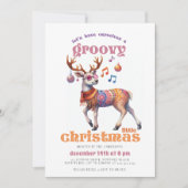 Invitation Renne Hippie Groovy Drôle Soirée Disco de Noël (Devant)