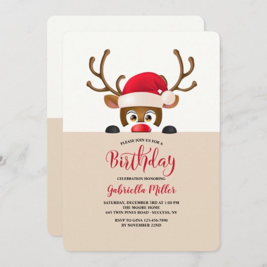 Invitation Renne qui regarde à travers la fenêtre (Devant / Derrière)