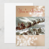 Invitation Renne victorien et Sleigh du père noël (Devant / Derrière)