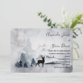 Invitation Rennes dans le Mariage d'aquarelle gris sauvage (Debout devant)