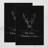 Invitation Rennes de Noël minimalistes "Oh cerf" modernes (Devant / Derrière)