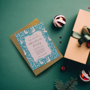 Invitation Rennes Floraux Nordiques Noël Rose sur Fond Sarc