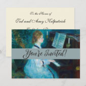 Invitation Renoir femme à l'impressionniste Vintage de piano (Devant / Derrière)