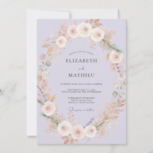 Invitation Renoncule Champagne Pervenche Eucalyptus We (Devant)