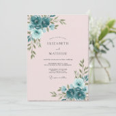 Invitation Renoncule Rose Ardoise Eucalyptus Mariage (Debout devant)