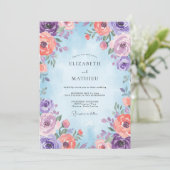 Invitation Renoncule Violet Corail Mariage Eucalyptus Assourd (Debout devant)