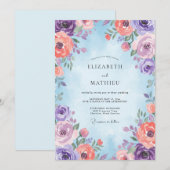 Invitation Renoncule Violet Corail Mariage Eucalyptus Assourd (Devant / Derrière)