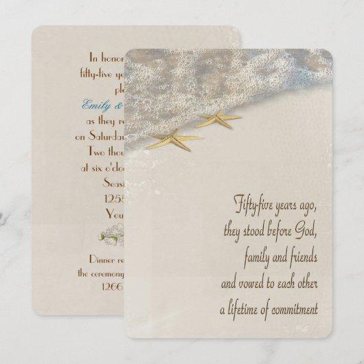 Invitation Renouveau de la Vow étoile de mer pour le 55e anni (Devant / Derrière)