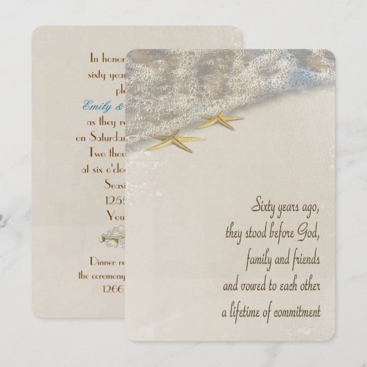 Invitation Renouveau de la Vow étoile de mer pour le 60e anni (Devant / Derrière)