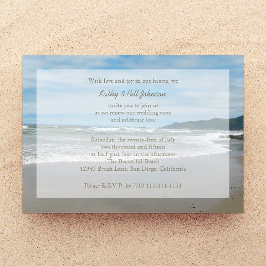 Invitation Renouveau Vow mariage au bord de la plage