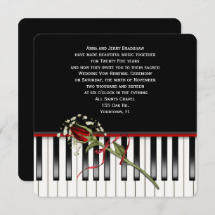Invitation Renouveau Vow rose et Mariage de piano