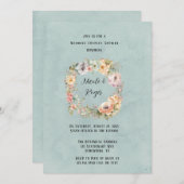 Invitation Renouveler Blue Spring Peony Mariage Couples Douch (Devant / Derrière)