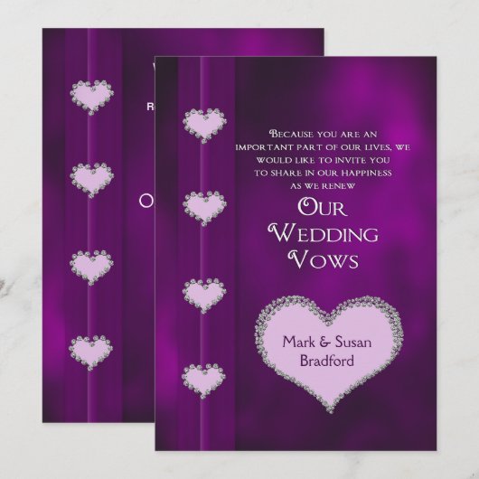INVITATION RENOUVELER LE MARIAGE VOIT L'INVITATION - PURPLE - (Devant / Derrière)