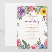 Invitation renouvellement de la fleur d'aquarelle 50e anniver (Devant / Derrière)