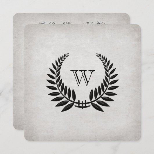 Invitation Renouvellement de la Vow Monogramme Black Laurel (Devant / Derrière)